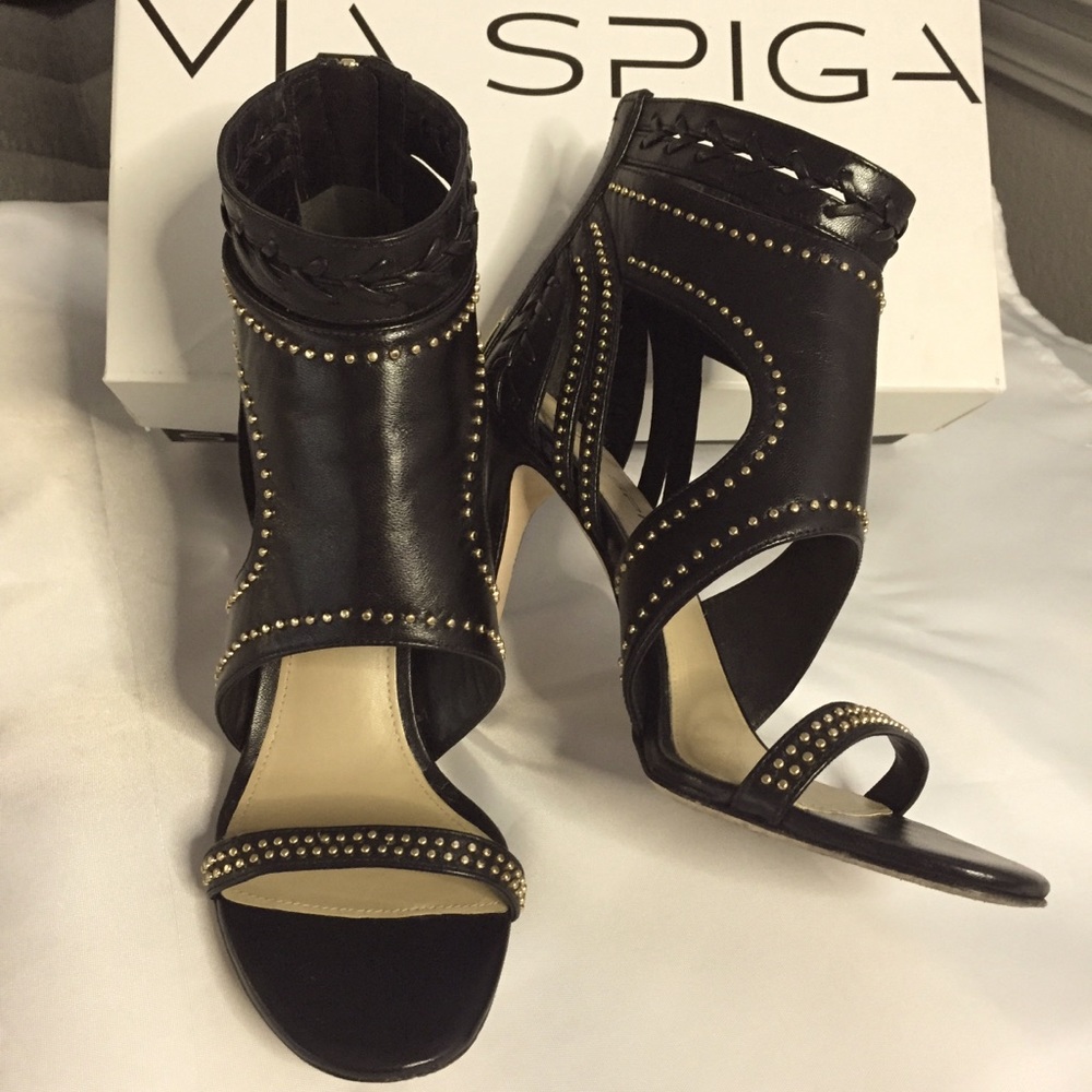 Via Spiga Black Studded Heels 6.5 - Picture 2 of 3